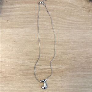 Anthropologie silver J necklace